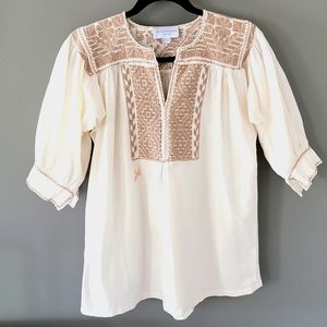 RARE Mi Golondrina Blouse with Ivory Embroidery Bird XS